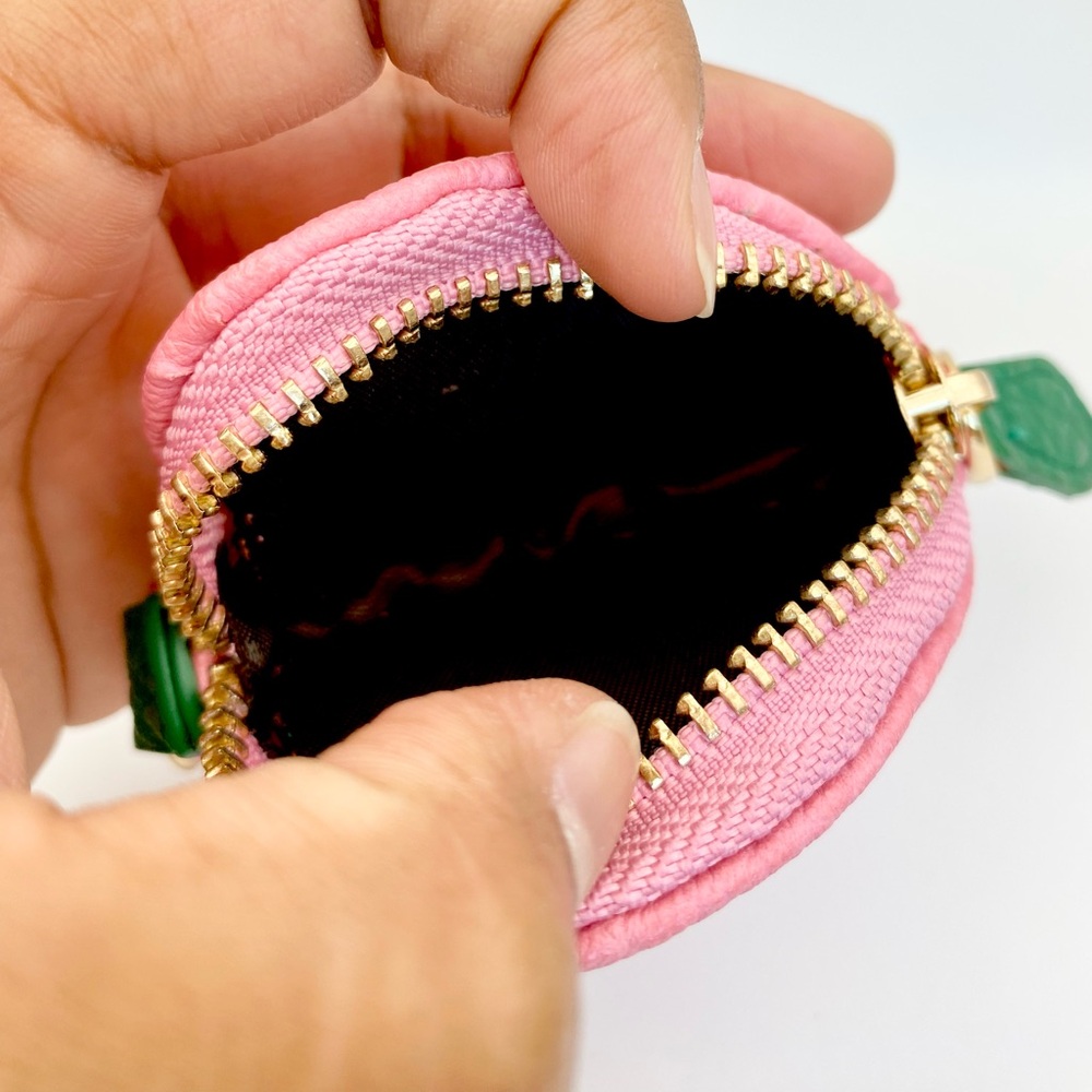 Strawberry Coin Purse Keychain Pink Strawberry purse charm Keychain pouch - Picture 8 of 15